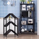 استاند منظم 4 رفوف للمطبخ والحمام بعجل لسهولة الحركة معدن