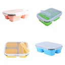 لانش بوكس سيليكون يدخل ميكرويف بغطاء محكم الغلق 3 اقسام مزود بمعلقة