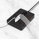 مشترك كهرباء 6 منافذ مع 6 مخارج يو اس بي و تايب سي 2500 واط