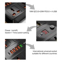 مشترك كهرباء 6 منافذ مع 6 مخارج يو اس بي و تايب سي 2500 واط