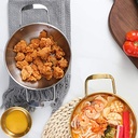 طاسة من الفولاذ مطلية بالذهبي لتسوية وتقديم الطعام بالمطاعم 22 سم