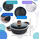 حلة جرانيت ثقيل غير لاصق مقسمة لجزئين بمقبض خشبي بغطاء اكليريك 24 سم