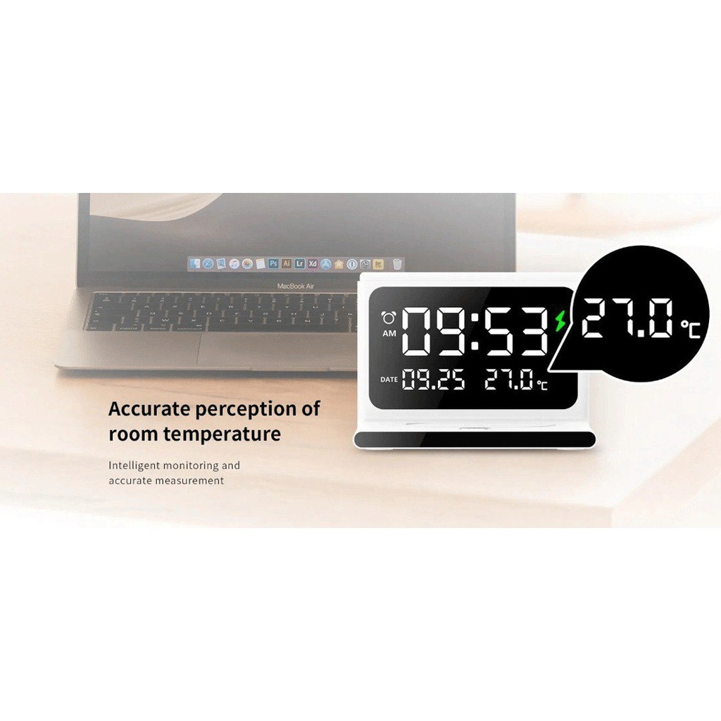 شاحن وايرلس سريع ومنبه وساعة في جهاز واحد 15 وات