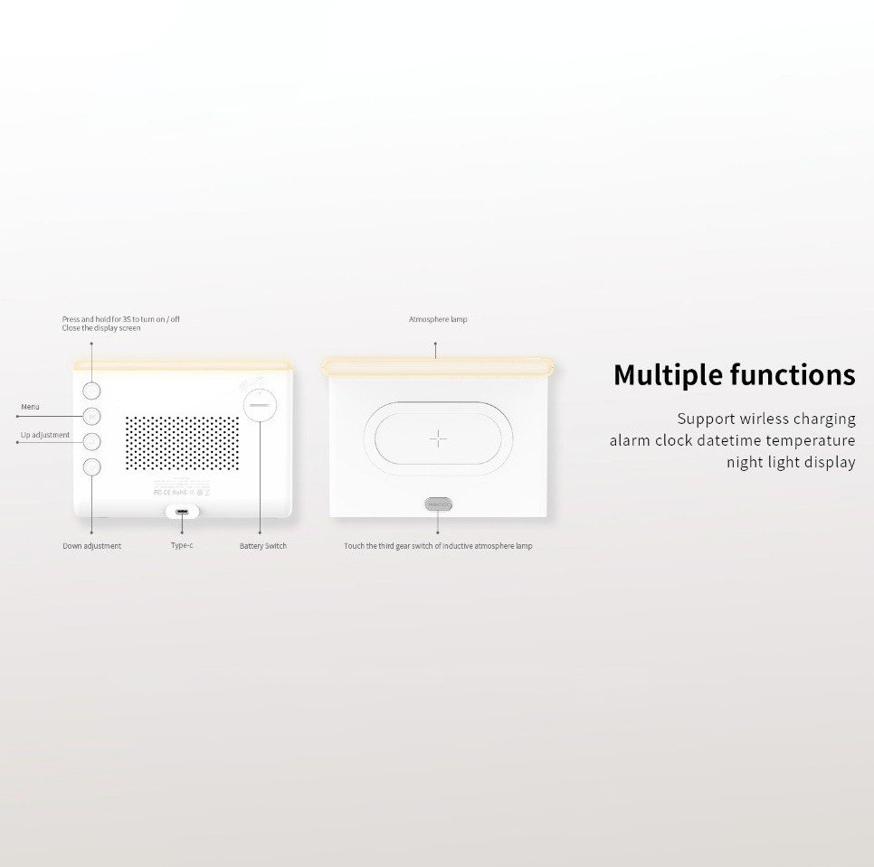 شاحن وايرلس سريع ومنبه وساعة في جهاز واحد 15 وات