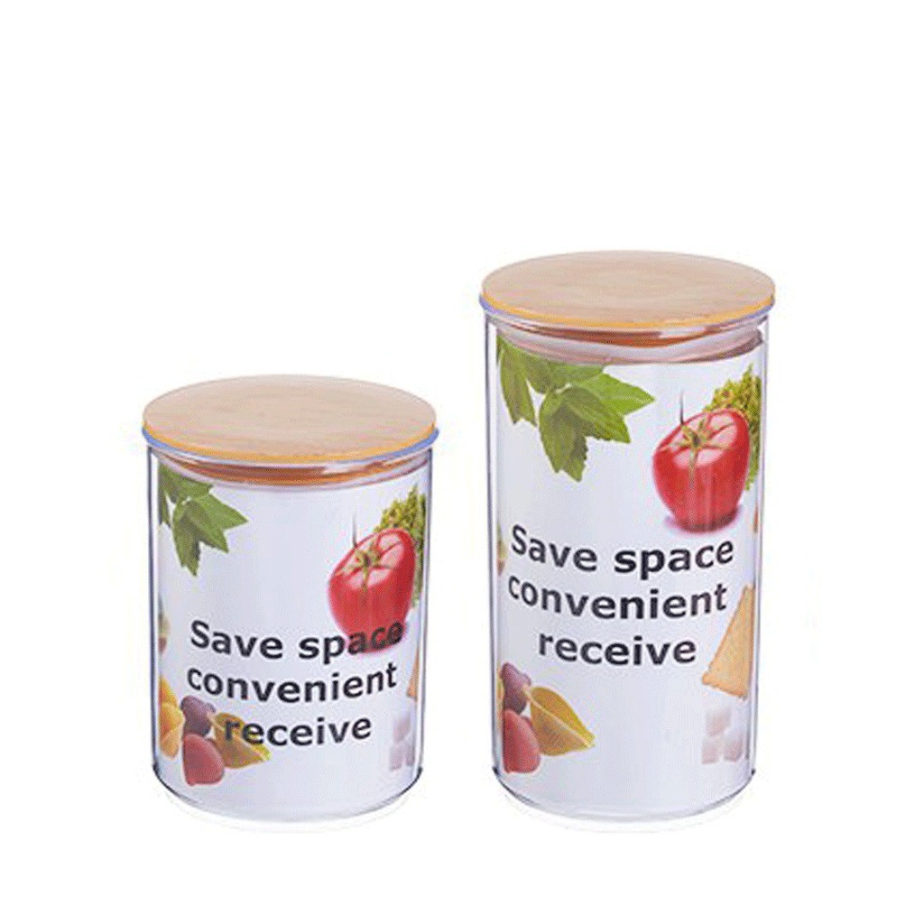 طقم علب دائري كبير قطعتين بمقاسات مختلفة لحفظ وتخزين الحبوب والبقوليات