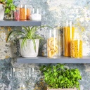 علبة ومنظم اكليريك لحفظ وتخزين الحبوب والبقوليات بغطاء خشبي تسع حتي 2.3 لتر