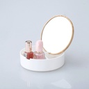 علبة اكليريك ومرايا مقسمة لتنظيم الاكسسورات والمجوهرات بغطاء خشبي