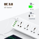 مشترك كهربائي كبير يتكون من 10 فيشة و 5 منافذ يو اس بي ومنفذ تايب سي مضاد للأشتعال