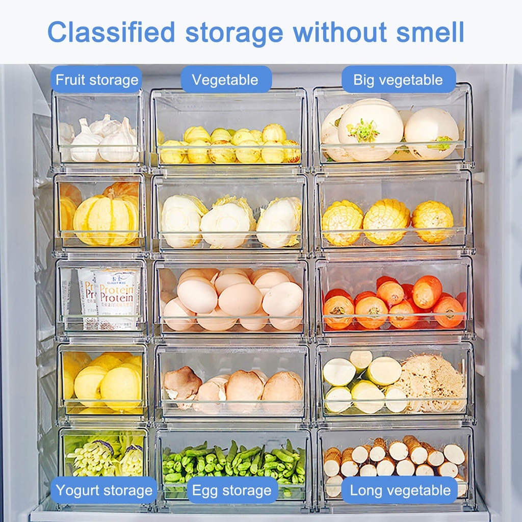 درج ثلاجة بمصفاه منظم وحامل للفواكه والخضروات بغطاء محكم الغلق من الاكليريك الشفاف