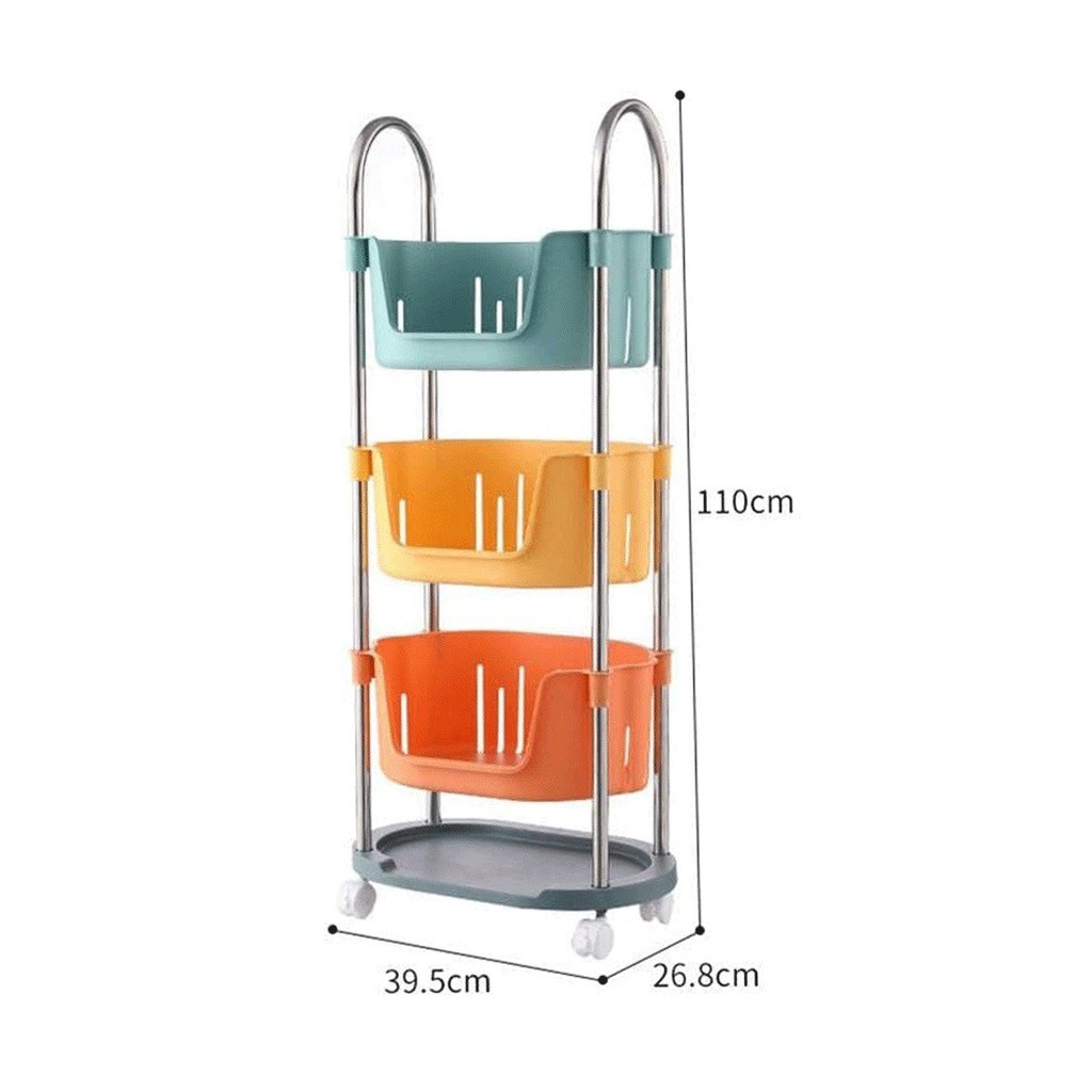 تربو 4 دور منظم وحامل لأدوات المطبخ والحمام ولعب الأطفال بعجلات لسهولة الحركة