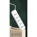 مشترك كهربائي 4 فيشةمع 4 منافذ يو اس بي بمفاتيح منفصلة سريع الشحن للأجهزة والموبايلات