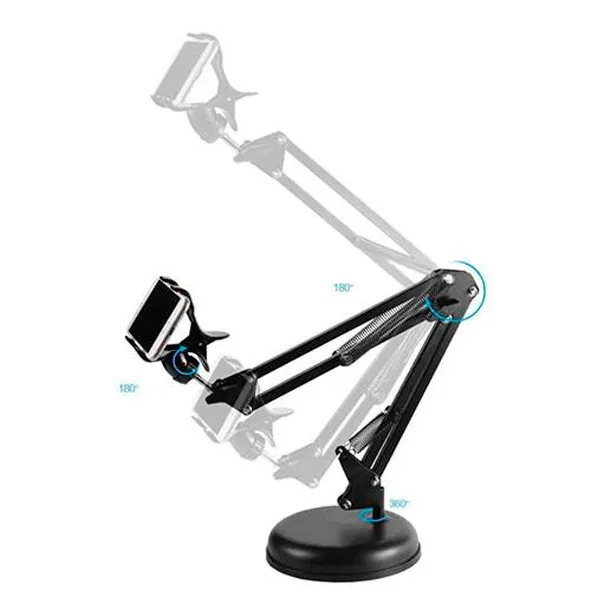 استاند حامل للموبايل والميكروفون متحرك في جميع الاتجاهات لسهولة التصوير والتسجيل والبث المباشر
