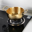 حلة عميقة لتسوية وتقديم الطعام من الاستانليس ستيل مطلية باللون الذهبي 16 سم