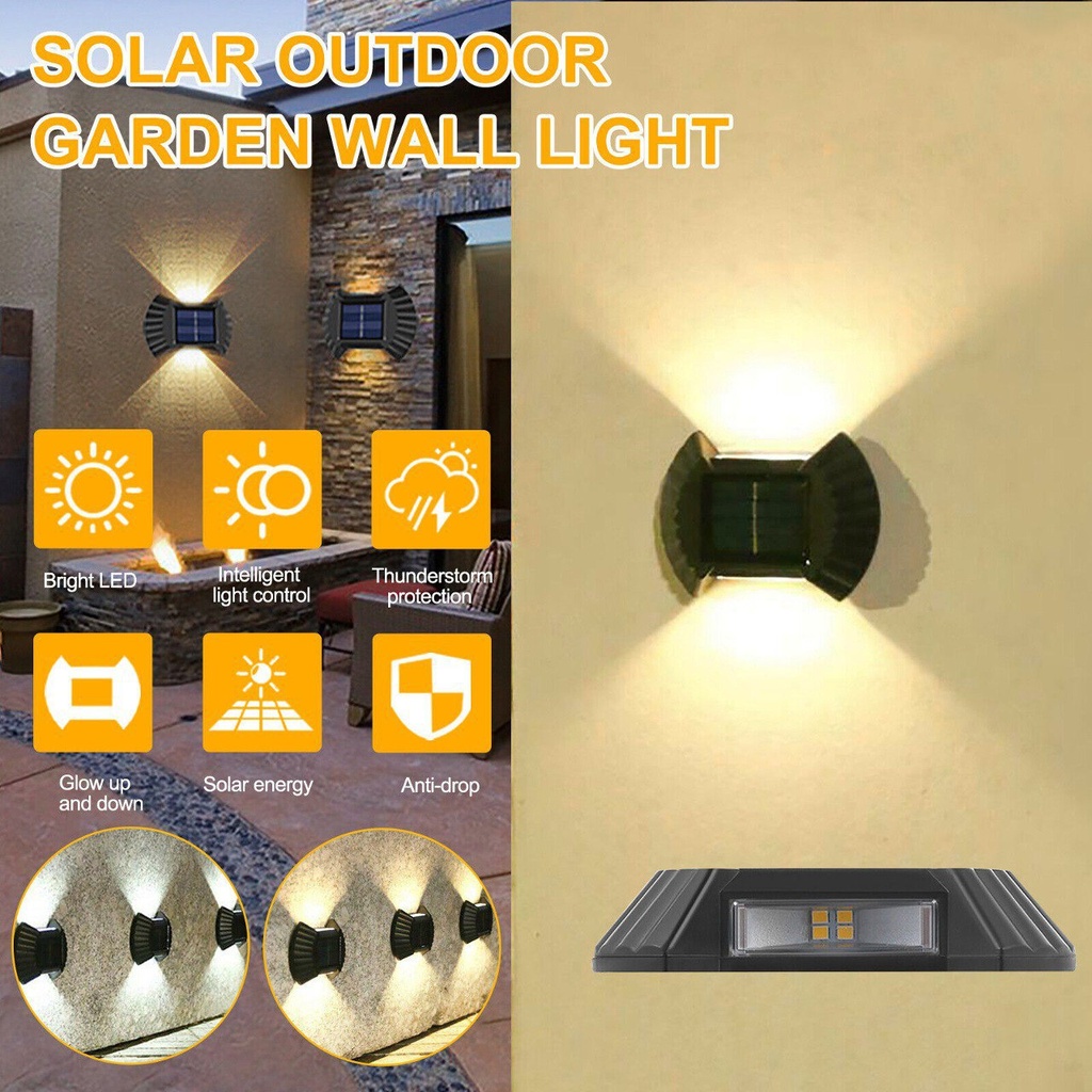 كشاف ليد حائطي يعمل بالطاقه الشمسية ويضئ تلقائيآ في الليل 4 قطع وتربروف للعمل تحت الامطار