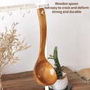 مغرفة خشبية بمقبض منحني طويل الخضار والشوربة والأرز بفتحه للتعليق في المطبخ