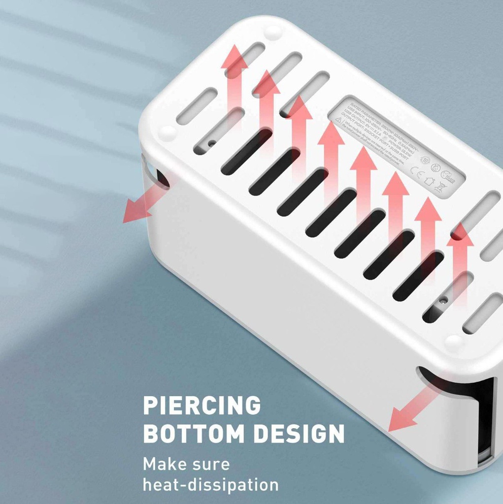 مشترك كهربائي 5 فيشة مع 3 منافذ يو اس بي ببوكس منظم للاسلاك وستاند للهواتف و الأجهزه