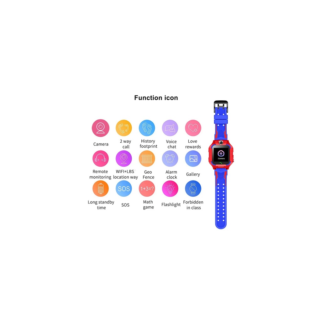 ساعة سمارت وتربروف بكاميرا وميكرفون للتبع ومراقبة الاطفال وتحديد منطقة امان وجود الطفل والتنبيه عند تخطيها بشاشة 1.33بوصة