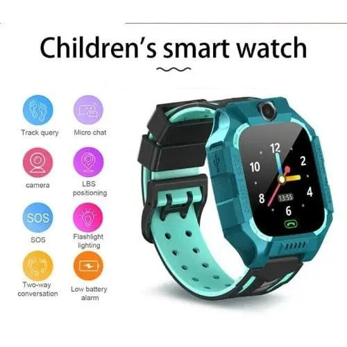 ساعة سمارت وتربروف بكاميرا وميكرفون للتبع ومراقبة الاطفال وتحديد منطقة امان وجود الطفل والتنبيه عند تخطيها بشاشة 1.33بوصة