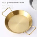 طاسة استانليس ستيل ذهبي لتسوية وتقديم الطعام بيدين 20 سم