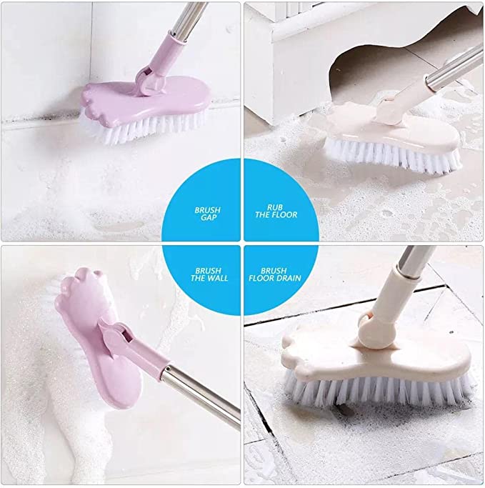 فرشة تنظيف الأرضيات والسجاد دوارة للوصول للاماكن الصعبة بيد معدن ومقبض مريح