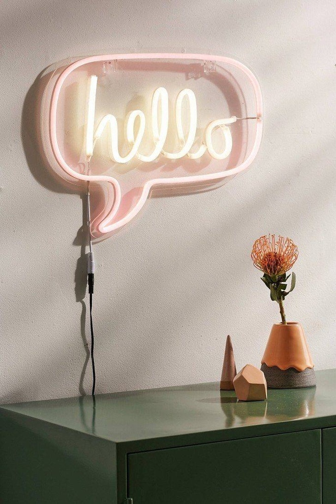 Pink Neon Hello Light LED Wall light