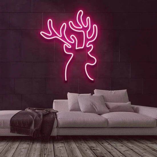 Reindeer neon light sign for wall decoration