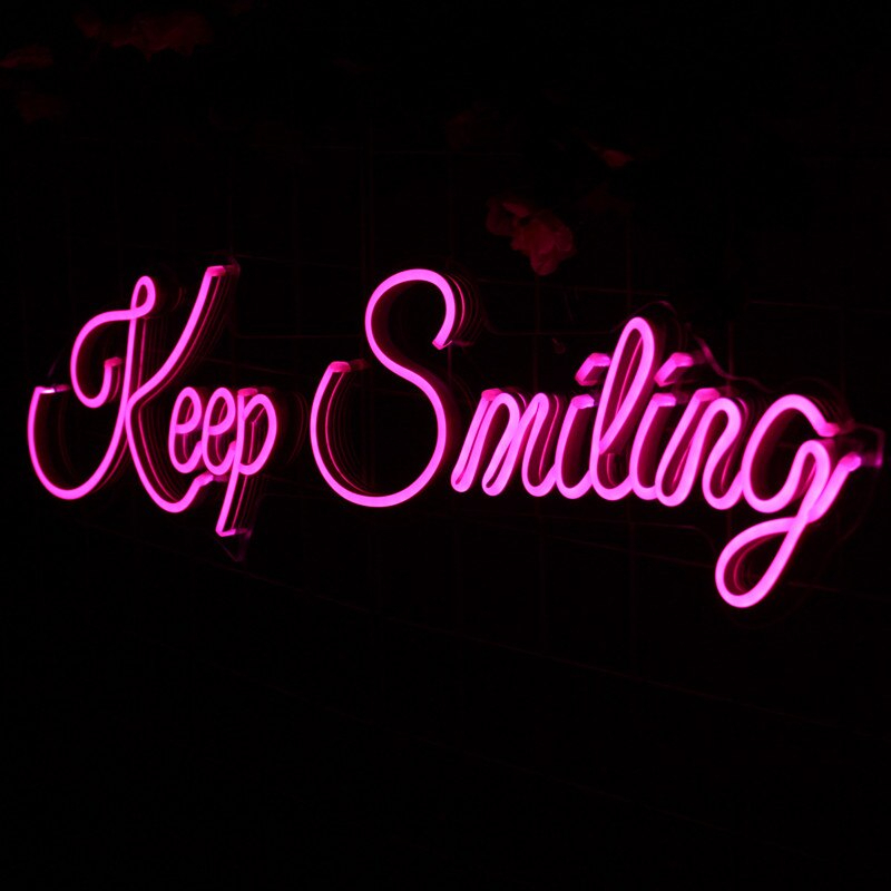 Keep Smiling Pink Neon Sign For Decoration