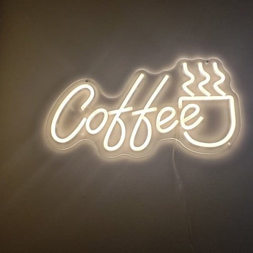 Neon light coffee sign with worm light for coffe corner and kitchen decor