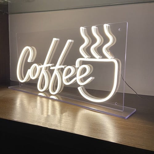Neon light coffee sign with worm light for coffe corner and kitchen decor
