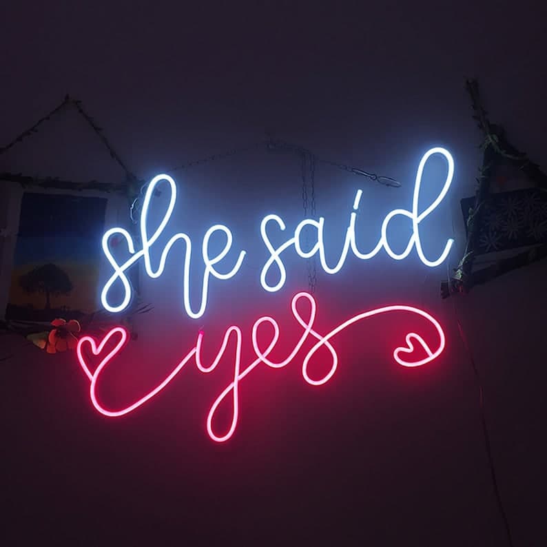 She said yes – Led Neon Sign for wedding proposal Ideas