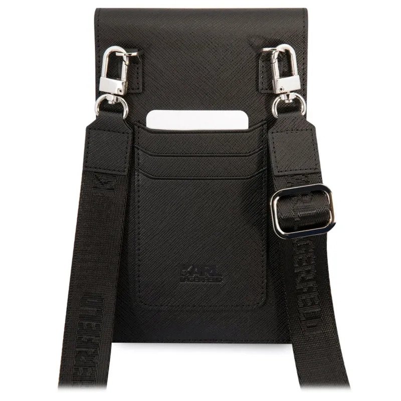 شنطة كتف كارل لاغرفيلد لحمل الموبايل والاساسيات الضرورية مع فتحات للبطاقات والكروت