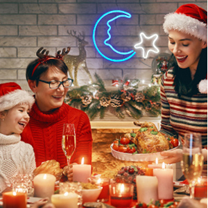 Crescent &amp; Star Neon Led Light Sign Art Decor