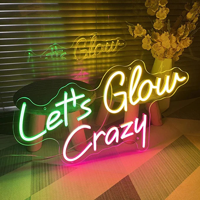 Let's Glow Crazy Neon Led Light Sign Art Decor