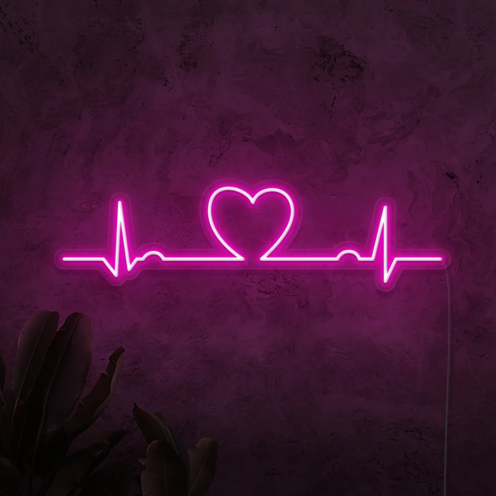 Heart Beat Neon Sign Light Makes a Great Decorative Piece for Living Room or Bedroom