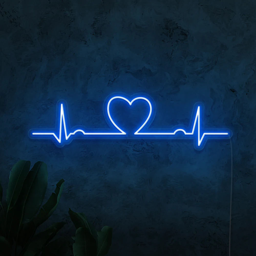 Heart Beat Neon Sign Light Makes a Great Decorative Piece for Living Room or Bedroom