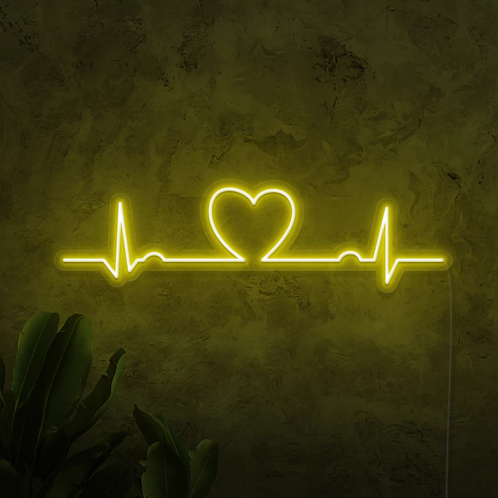 Heart Beat Neon Sign Light Makes a Great Decorative Piece for Living Room or Bedroom