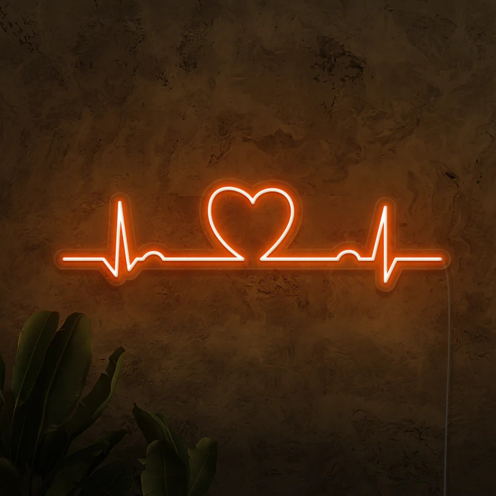 Heart Beat Neon Sign Light Makes a Great Decorative Piece for Living Room or Bedroom