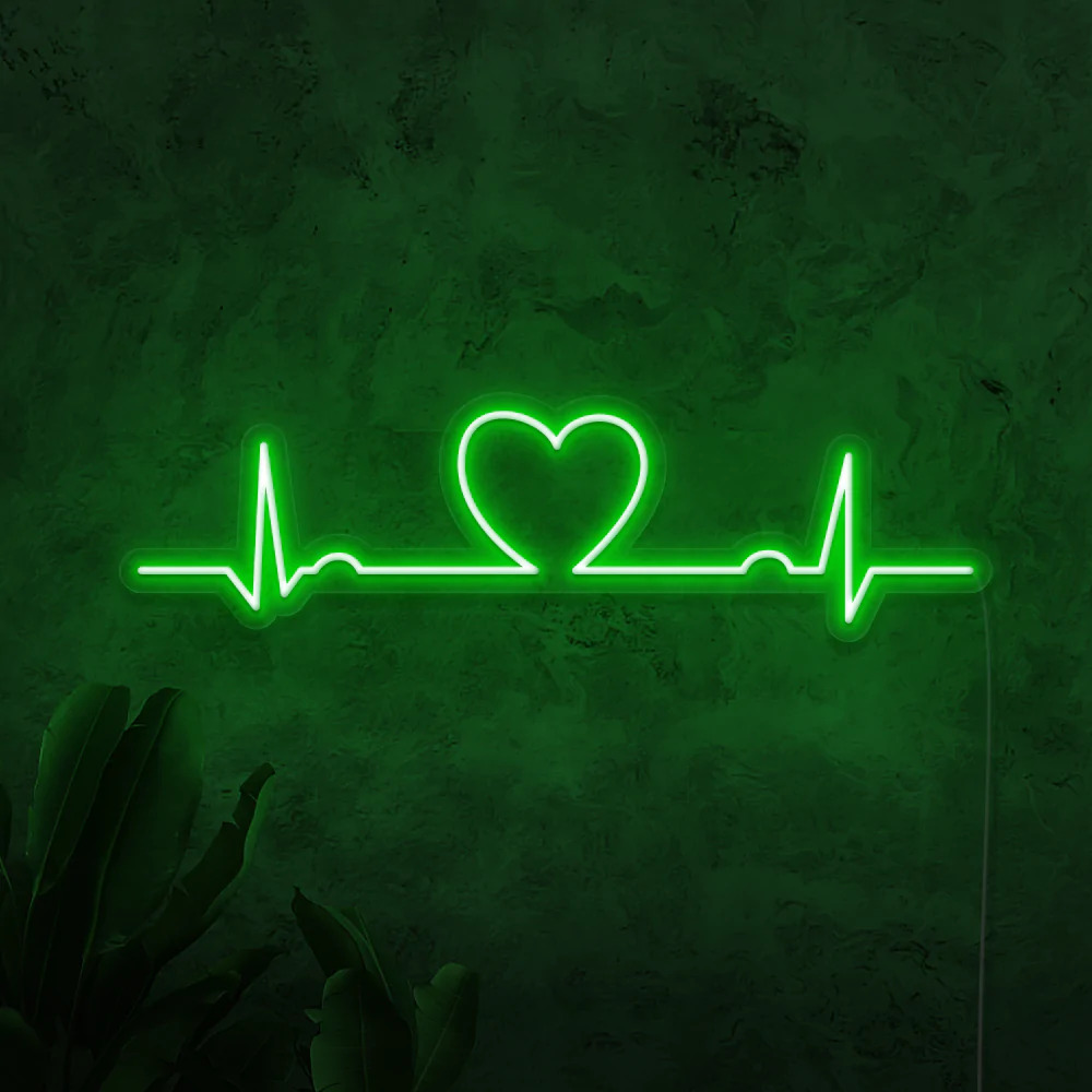 Heart Beat Neon Sign Light Makes a Great Decorative Piece for Living Room or Bedroom