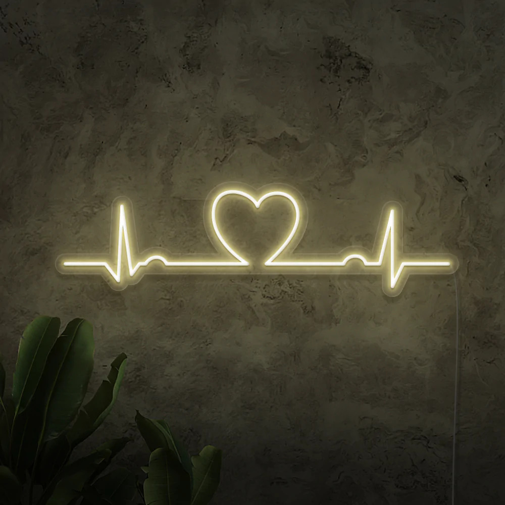 Heart Beat Neon Sign Light Makes a Great Decorative Piece for Living Room or Bedroom