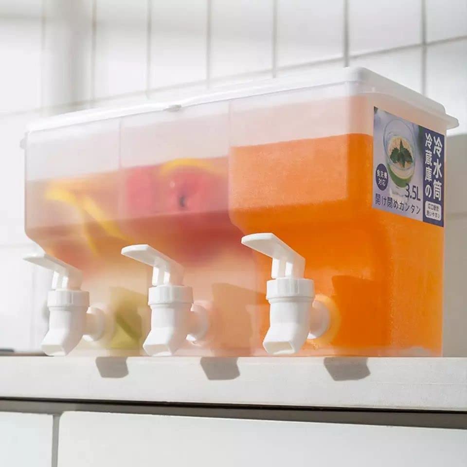 ديسبنسر عصائر 3 في 1 بغطاء محكم الغلق مع حنفية لكل قسم لسهولة الاستخدام