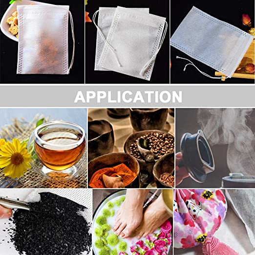 مجموعة اكياس فلتر للشاي والاعشاب 100 قطعة للاستعمال مره واحده