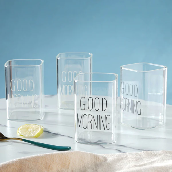 كوباية جود مورنينج لشرب وتقديم العصائر والشاي والنسكافيه من الزجاج الشفاف