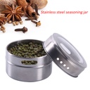 طقم توابل 4 قطع استانليس ستيل مغناطيسي بحامل ونظامين رش لسهولة الاستخدام