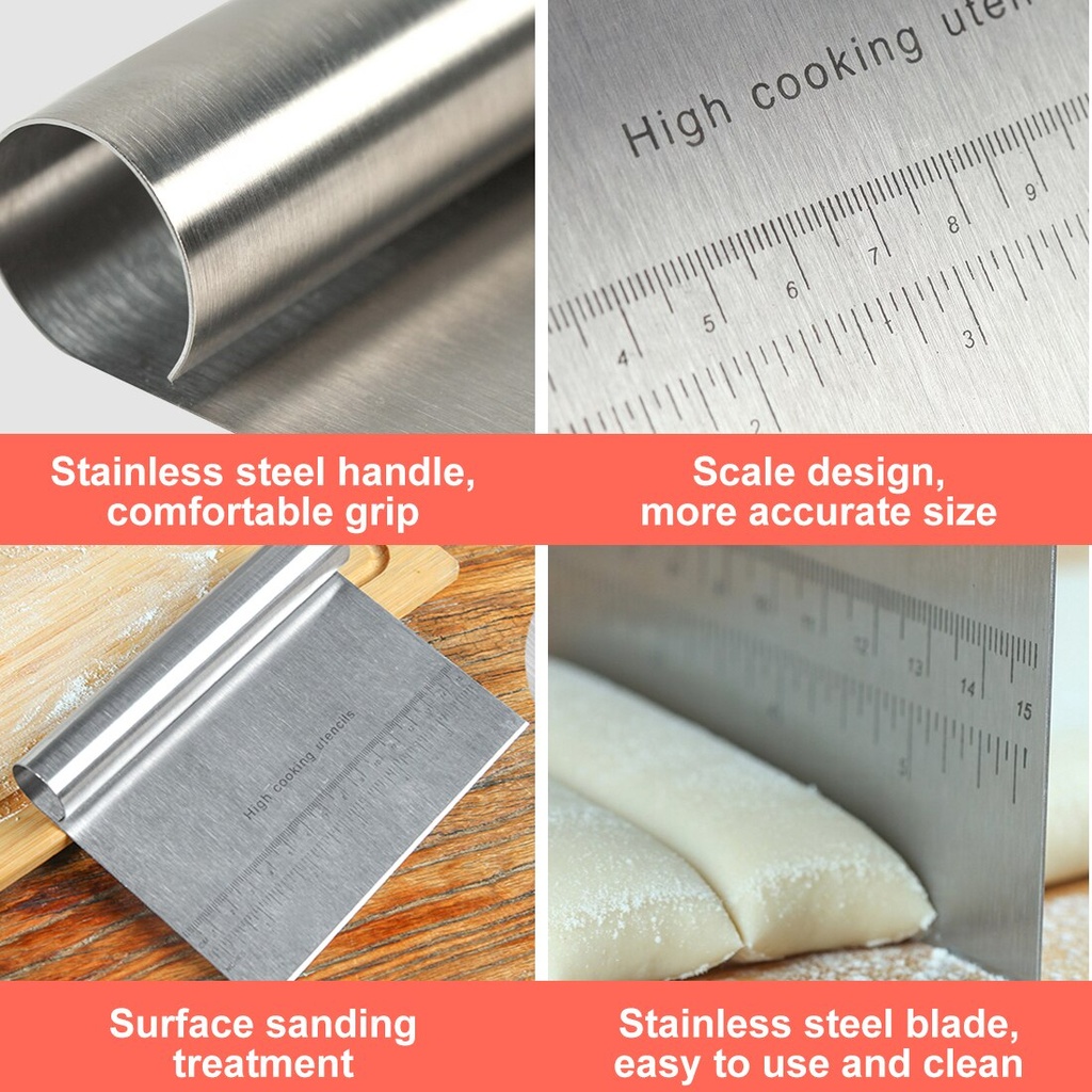 مكشطة وقطاعة استانليس ستيل بمقياس لتقطيع العجين وتزيين الكيك