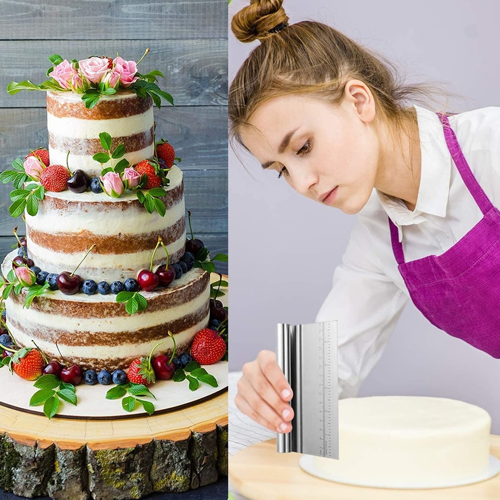 مكشطة وقطاعة استانليس ستيل بمقياس لتقطيع العجين وتزيين الكيك