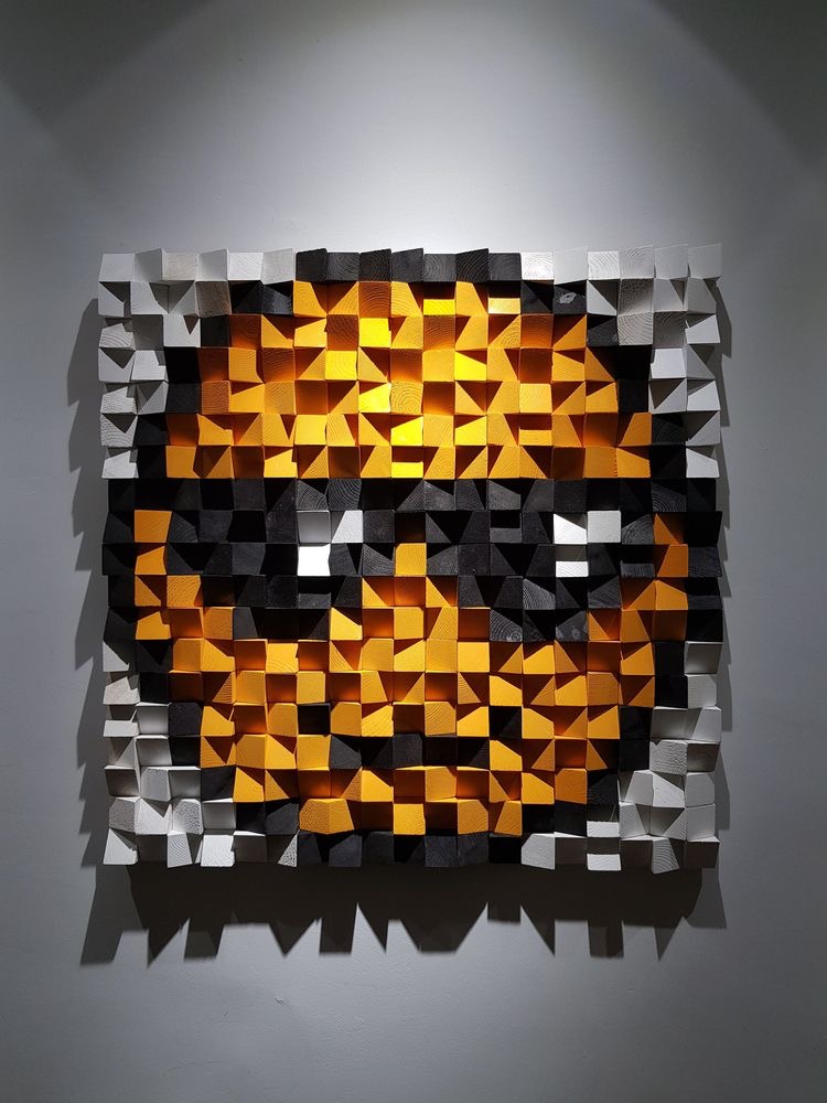 Cool Emoji Mosaic 3D Wood Wall Art