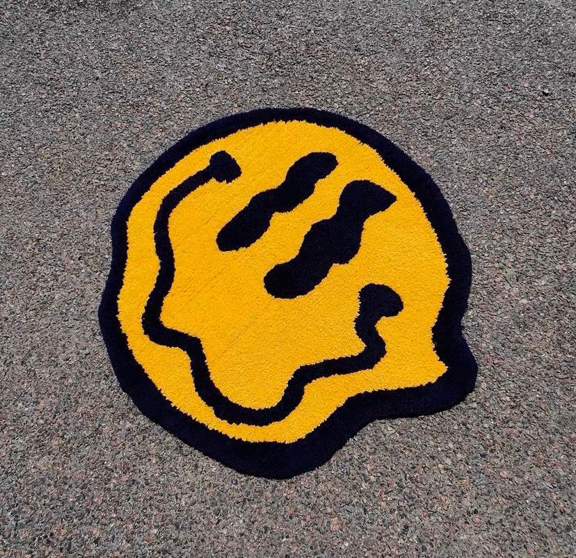 Scramble Smiley Emoji Fluffy Bedroom Rug
