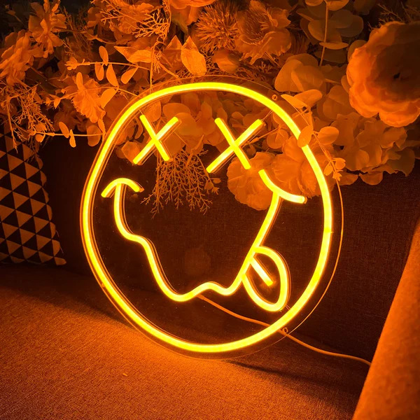 X Eyes Smiley Face Neon Led Light Sign Art Decor 50*50‎