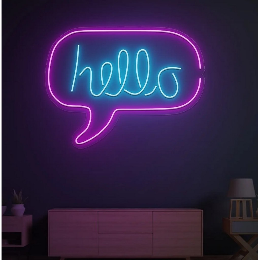 Joyful Hello Neon Led Light Sign Art Decor 35*25 Cm