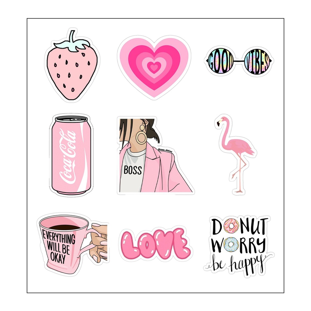 I 🩷 Pink Vinyl Sticker Pack Reusable &amp; Waterproof